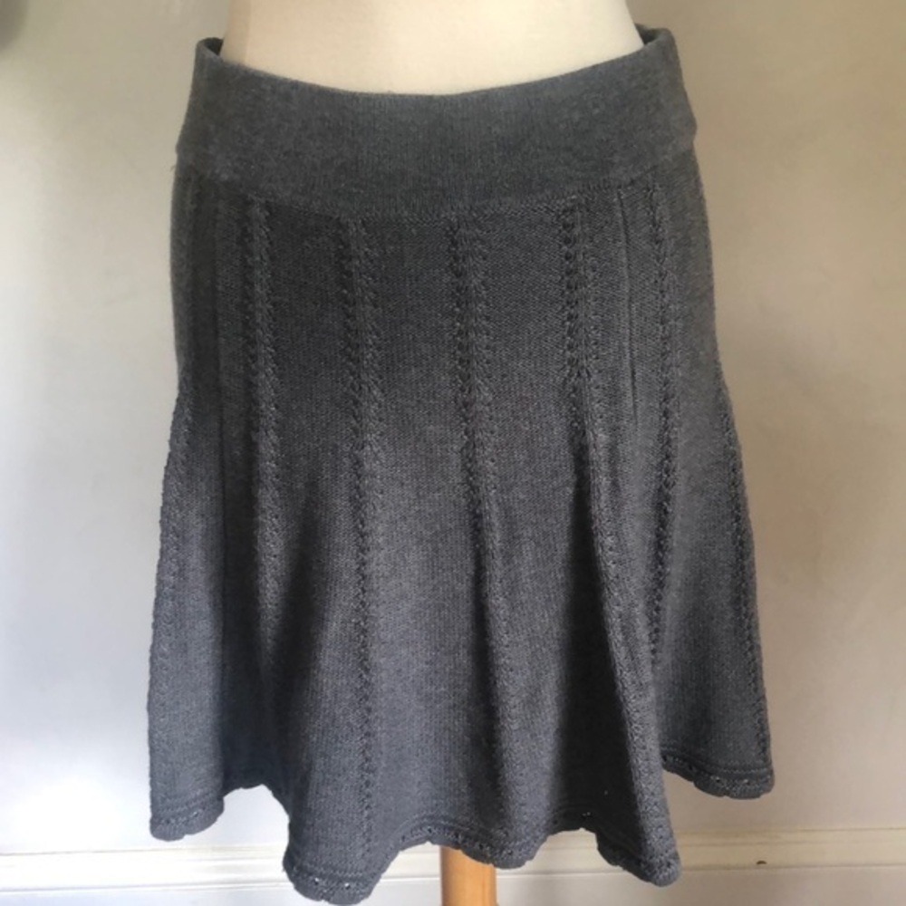 Cabi Gray cable knit Swing Skirt 100% Cotton pull on & elastic waist Size Small